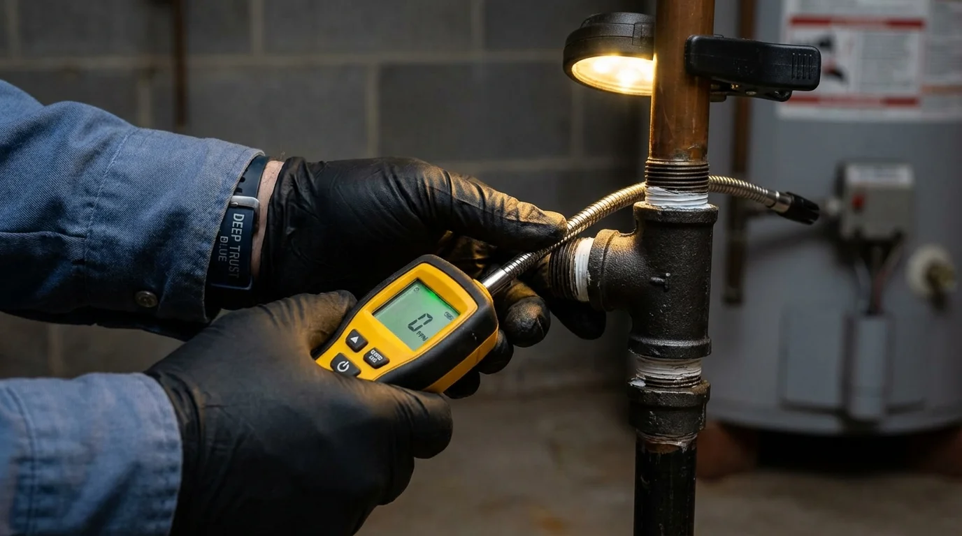 Gas leak detection with electronic sniffer by Johns Plumbing LLC in Camden